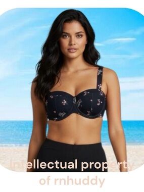 NWT Ta3 S D/DD black primrose busty bra bikini top